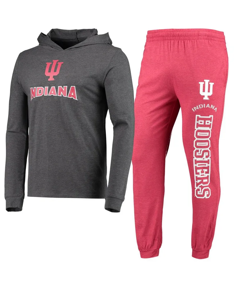 Men's Concepts Sport Crimson, Heather Charcoal Indiana Hoosiers Meter Long Sleeve Hoodie T-shirt and Jogger Pajama Set