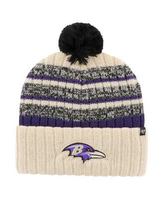 Men's '47 Brand Natural Baltimore Ravens Tavern Cuffed Knit Hat with Pom