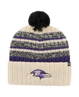 Men's '47 Brand Natural Baltimore Ravens Tavern Cuffed Knit Hat with Pom