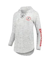 Women's Pressbox Gray Cincinnati Bearcats Space Dye Lace-Up V-Neck Raglan Long Sleeve T-shirt