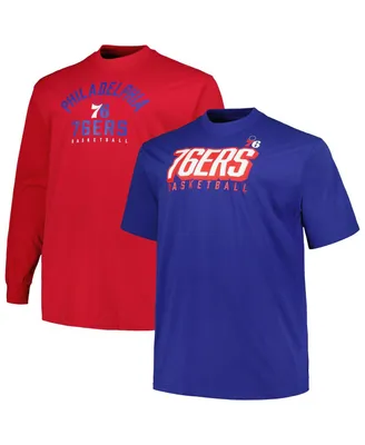 Men's Fanatics Royal, Red Philadelphia 76ers Big and Tall Short Sleeve Long T-shirt Set