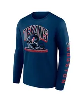 Men's Fanatics Navy Houston Texans Helmet Platform Long Sleeve T-shirt