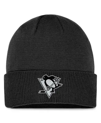 Men's Fanatics Black Pittsburgh Penguins Authentic Pro Road Metallic Cuffed Knit Hat