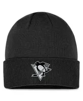 Men's Fanatics Black Pittsburgh Penguins Authentic Pro Road Metallic Cuffed Knit Hat