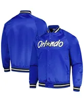 Men's Mitchell & Ness Blue Orlando Magic Hardwood Classics Throwback Wordmark Raglan Full-Snap Jacket