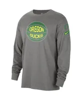 Men's Nike Heather Gray Oregon Ducks Fast Break Long Sleeve T-shirt