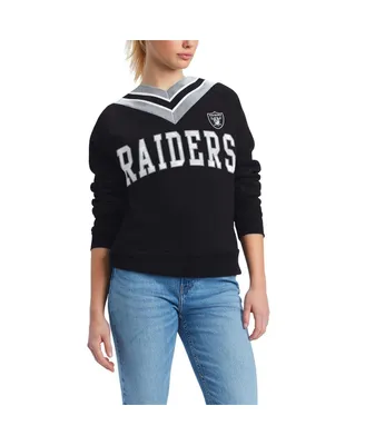 Women's Tommy Hilfiger Black Las Vegas Raiders Heidi V-Neck Pullover Sweatshirt
