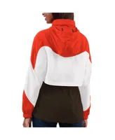 Women's G-iii 4Her by Carl Banks Brown, Orange Cleveland Browns Tie Breaker Lightweight Quarter-Zip Jacket