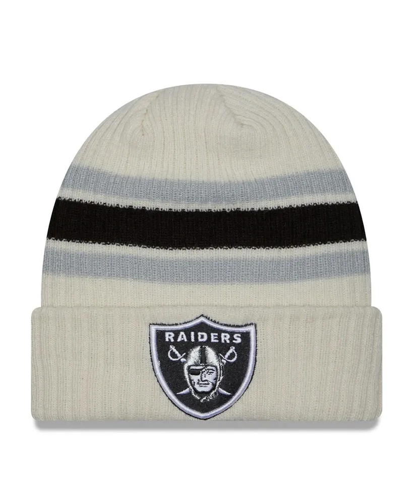 Men's New Era Cream Las Vegas Raiders Team Stripe Cuffed Knit Hat