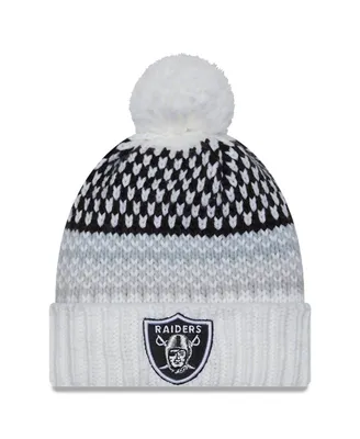 Women's New Era White Las Vegas Raiders 2023 Sideline Cuffed Knit Hat with Pom