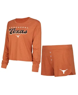 Women's Concepts Sport Burnt Orange Texas Longhorns Team Color Long Sleeve T-shirt and Shorts Set