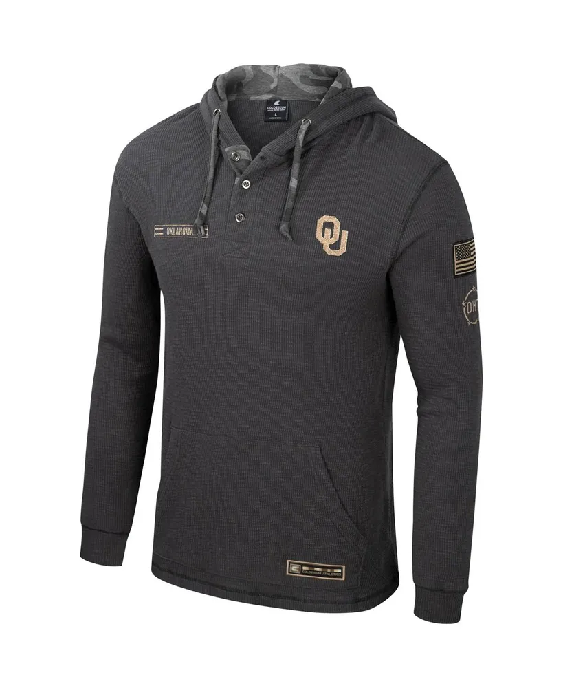 Men's Colosseum Charcoal Oklahoma Sooners Oht Military-Inspired Appreciation Henley Pullover Hoodie