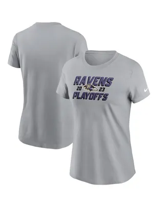 Women's Nike Gray Baltimore Ravens 2023 Nfl Playoffs Iconic T-shirt