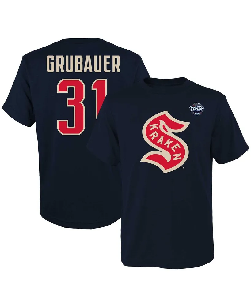 Big Boys Philipp Grubauer Deep Sea Blue Seattle Kraken 2024 Nhl Winter Classic Name and Number T-shirt