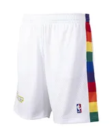 Men's Mitchell & Ness White Denver Nuggets Hardwood Classics Primary Logo Swingman Shorts