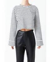 Women's Striped Cropped Top