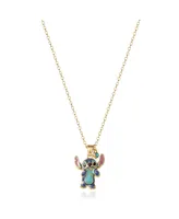 Disney Stitch 18kt Yellow Gold Flash Plated Enamel & Blue Crystal Standing Pendant