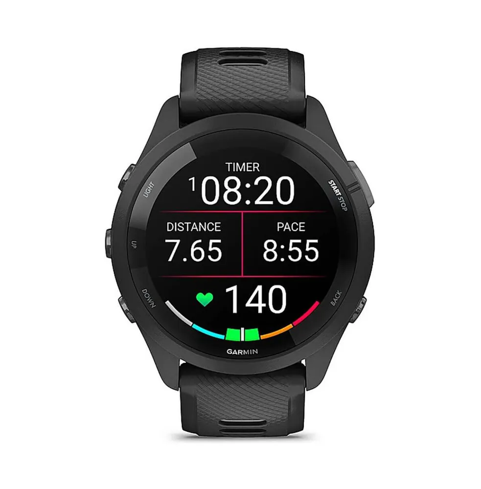 Garmin 265 Running Watch - Black - Silicone Strap - Unisex Smart Watch