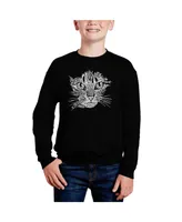 Cat Face - Big Boy's Word Art Crewneck Sweatshirt