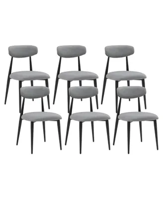 Simplie Fun Dining Chairs Set of 6, Upholstered Chairs With Metal Legs For Kitchen Dining Room, Grey