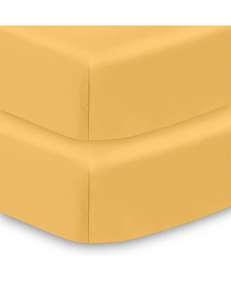 Breathable Baby Cotton Percale Fitted Sheet, For 52" x 28" Crib & Toddler Bed Mattress (2-Pack)