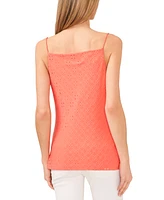 CeCe Women's Eyelet Spaghetti Strap Cowl Neck Top