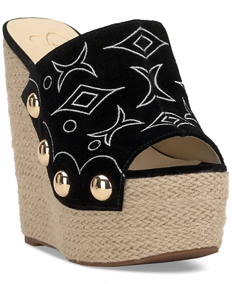 Jessica Simpson Vadim Embroidered Platform Espadrille Wedge Sandals