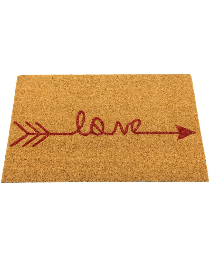 Northlight Natural Coir "Love" Arrow Outdoor Doormat 18" x 30"