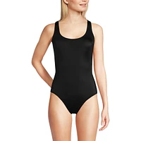 Lands' End Women's Scoop Neck X-Back High Leg Tugless Sporty One Piece Swimsuit