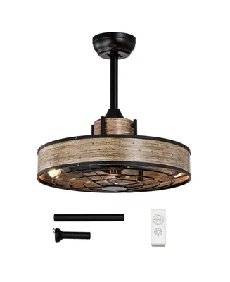 20 Inch Caged Ceiling Fan with Light and 3 Wind Speeds-Coffee