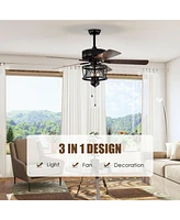 50 Inches Ceiling Fan with Lights Reversible Blades and Pull Chain Control