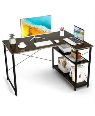 48 Inch Reversible L Shaped Computer Desk with Adjustable Shelf