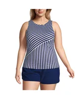 Lands' End Women's Ddd-Cup High Neck Upf 50 Modest Tankini Swimsuit Top