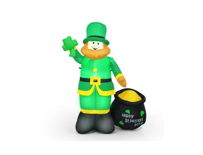 Patrick's Day Inflatable Leprechaun for Yard and Lawn-6 ft