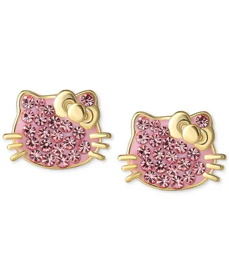 Hello Kitty Crystal Pave & Enamel Stud Earrings in 18k Gold-Plated Sterling Silver