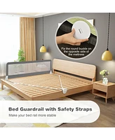 71 Inch Extra Long Swing Down Bed Guardrail with Safety Straps