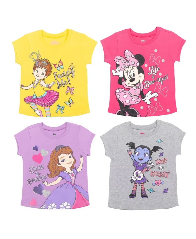 Disney Sofia The First Vampirina Fancy Nancy Minnie Mouse Girls 4 Pack Graphic T-Shirts Toddler |Child