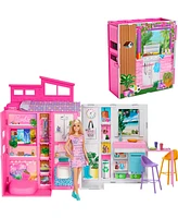 Barbie Getaway Doll House with Barbie Doll, 4 Play Areas and 11 Decor Accessories