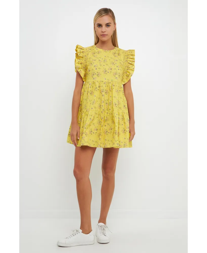 Women's Floral Mini Dress with Smocking detail