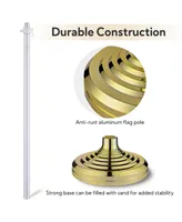 2 Pack 8 Ft Sectional Indoor Flag Pole Set Base Eagle Aluminum 3x5Ft Us Flag