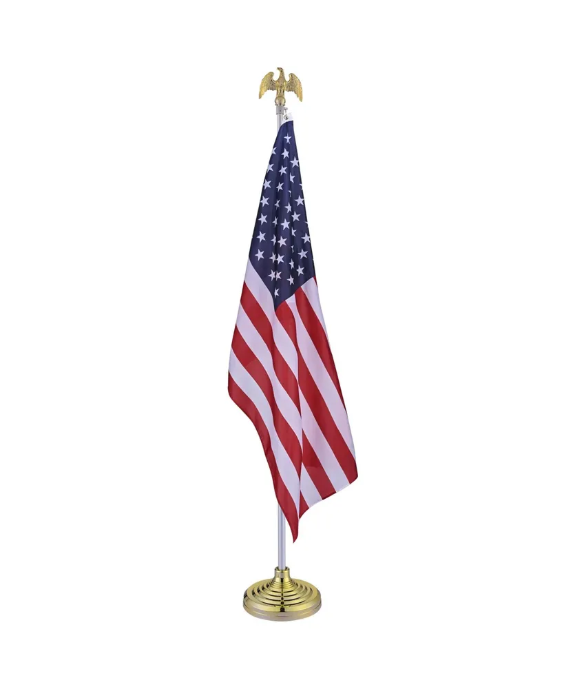 Yescom 8 Ft Sectional Indoor Flag Pole Kit Base Eagle Finial Aluminum 3x5 Ft Us Flag