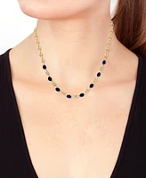 Effy Sapphire (7-5/8 ct. t.w) & Diamond (1/3 ct. t.w.) Mariner Link 18" Collar Necklace in 14k Gold