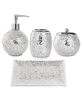 Whole Housewares Decorative Glass Bathroom Accessories Set with Pearl Mosaic Design