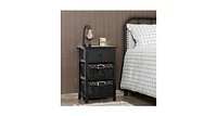 3 Layer 1 Drawer Nightstand End Table with 2 Baskets