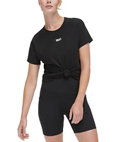 Dkny Sport Women's Knot-Front Metallic Logo T-Shirt