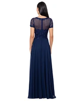 Xscape Petite Embellished Illusion-Bodice Gown