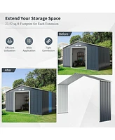 Outdoor Storage Shed Extension Kit for 11.2 Feet Shed-Grey