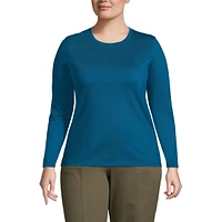 Lands' End Plus Relaxed Supima Cotton Long Sleeve Crew Neck T-Shirt