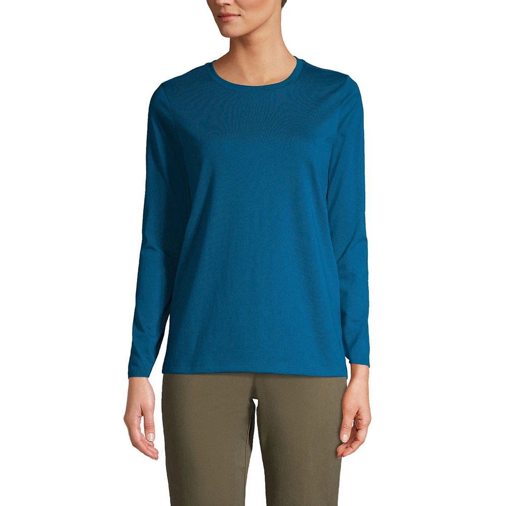 Lands' End Petite Relaxed Supima Cotton Long Sleeve Crew Neck T-Shirt