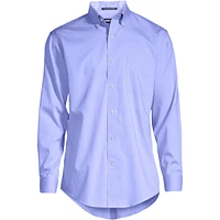 Lands' End Men's Tailored Fit No Iron Solid Supima Cotton Pinpoint Buttondown Collar Dress Shirt